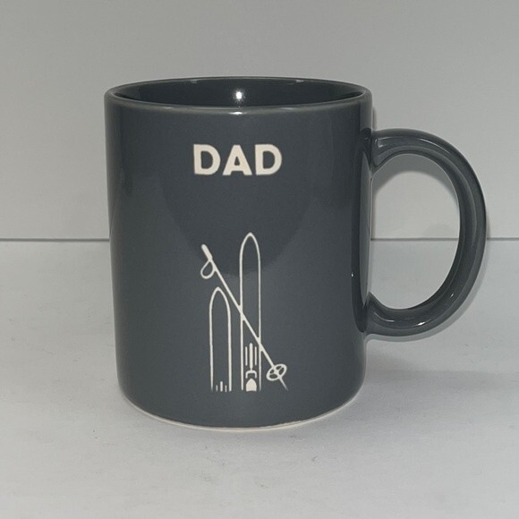 Dad etched gray coffee mugs 12 Oz Ski’s and poles - Picture 1 of 7